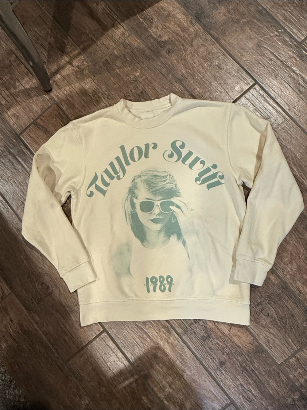 Taylor Swift Cream Sweatshirt with Seafoam Green Print